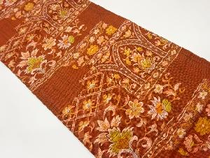 花唐草に草花模様織出し名古屋帯